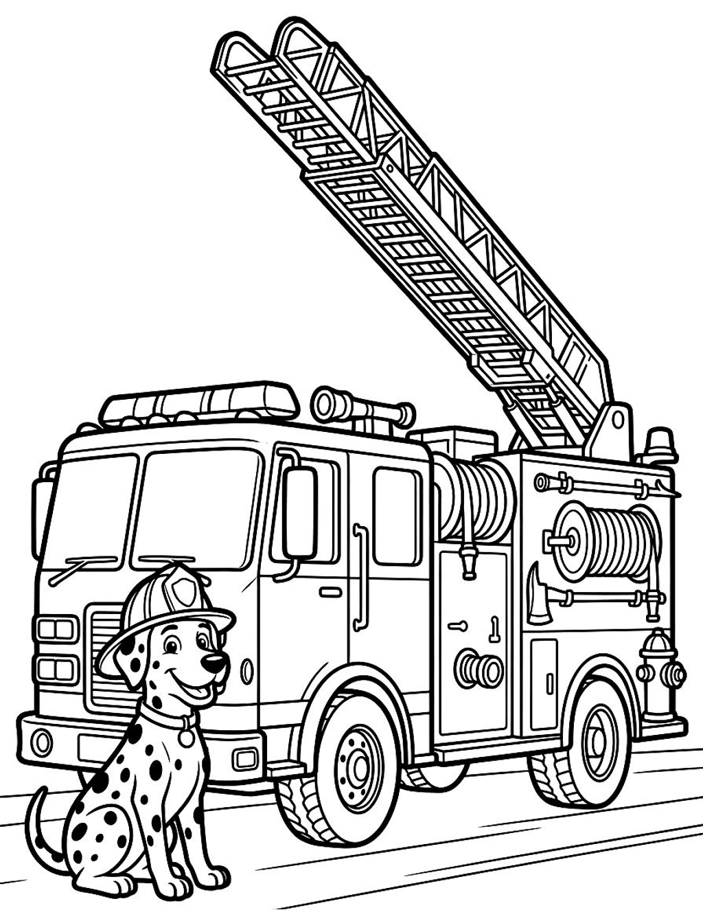 Fire truck hero coloring page for kids