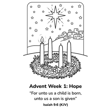 Advent week 1: Hope coloring page for kids