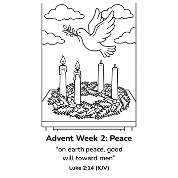 Advent week 2: Peace coloring page for kids