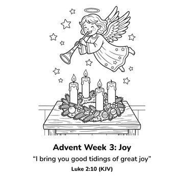 Advent week 3: Joy coloring page for kids