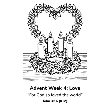 Advent week 4: Love coloring page for kids