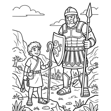 David and Goliath coloring page for kids
