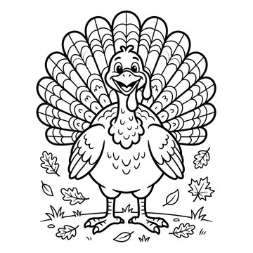Friendly thanksgiving turkey coloring page for kids