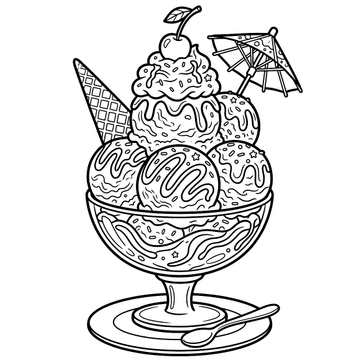 Giant ice cream sundae coloring page for kids