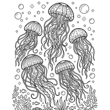 Glowing jellyfish coloring page for kids