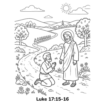 Jesus heals the ten lepers coloring page for kids
