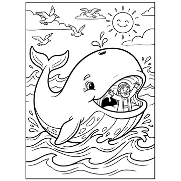 Jonah and the whale coloring page for kids